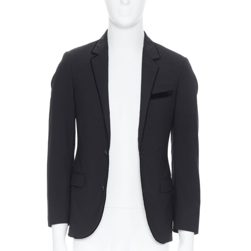 Women's Lanvin Alber Elbaz wool blend velvet peak lapel blazer