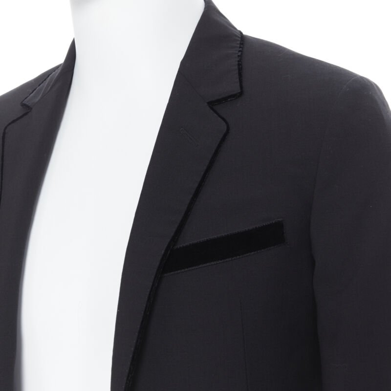 Women's Lanvin Alber Elbaz wool blend velvet peak lapel blazer