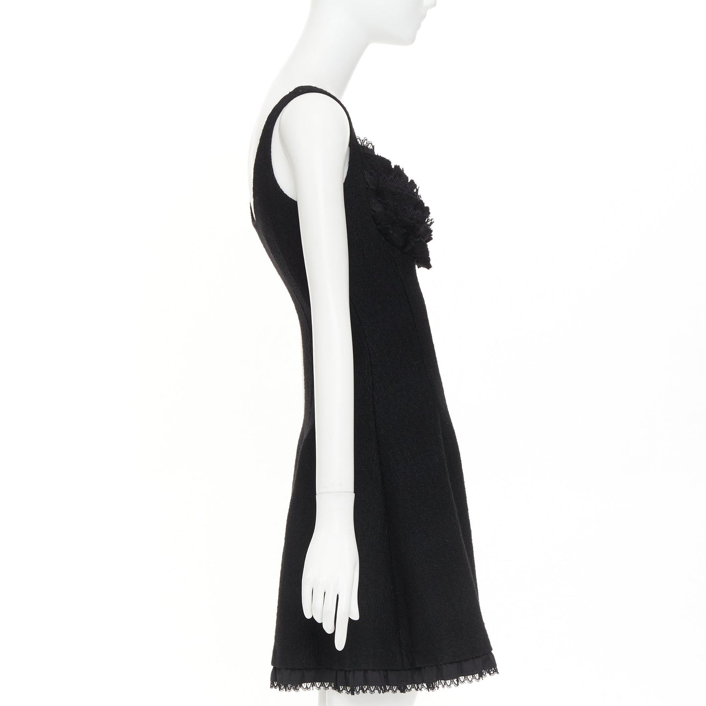 Women's Prada lace trim tiered bustier wool blend mini dress
