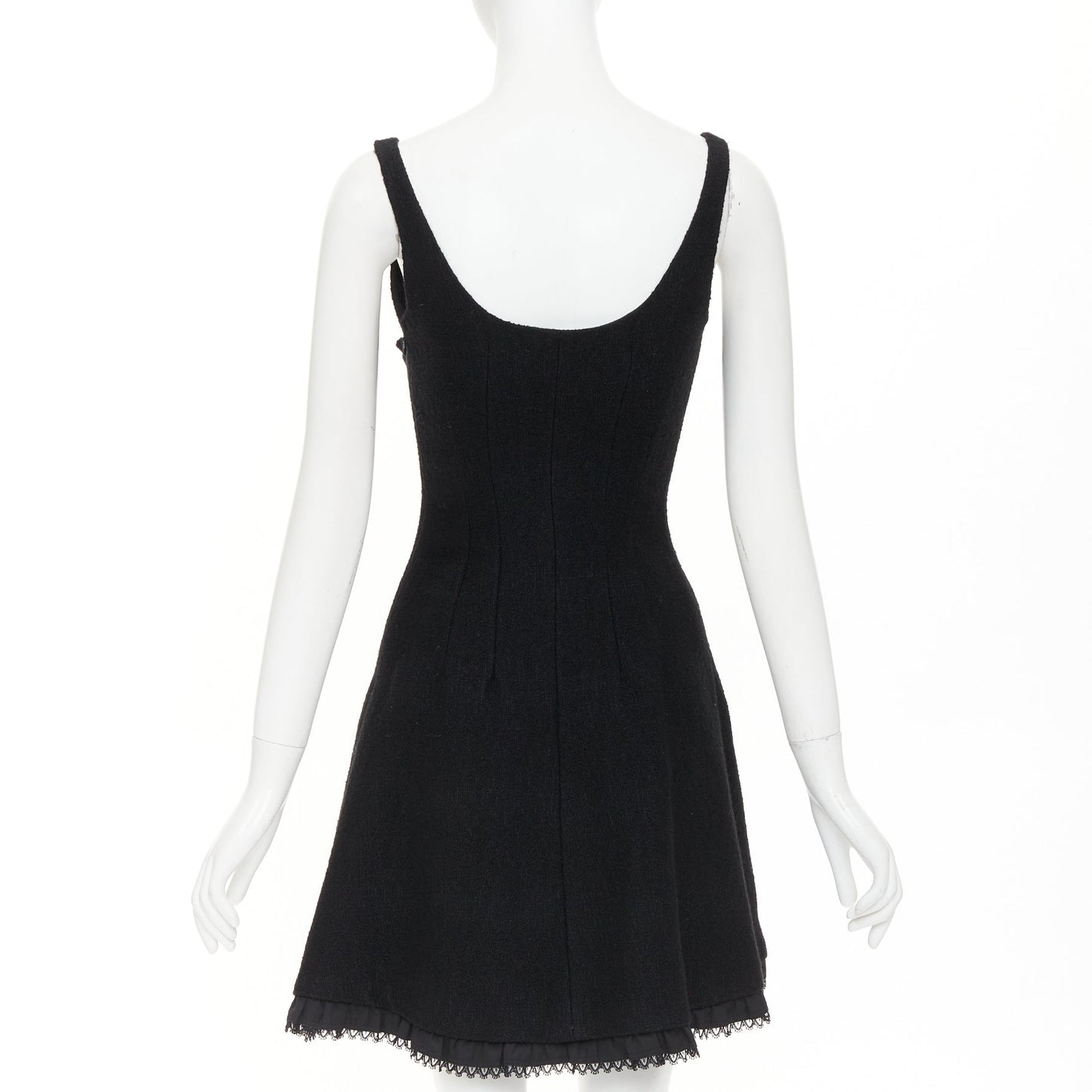Women's Prada lace trim tiered bustier wool blend mini dress