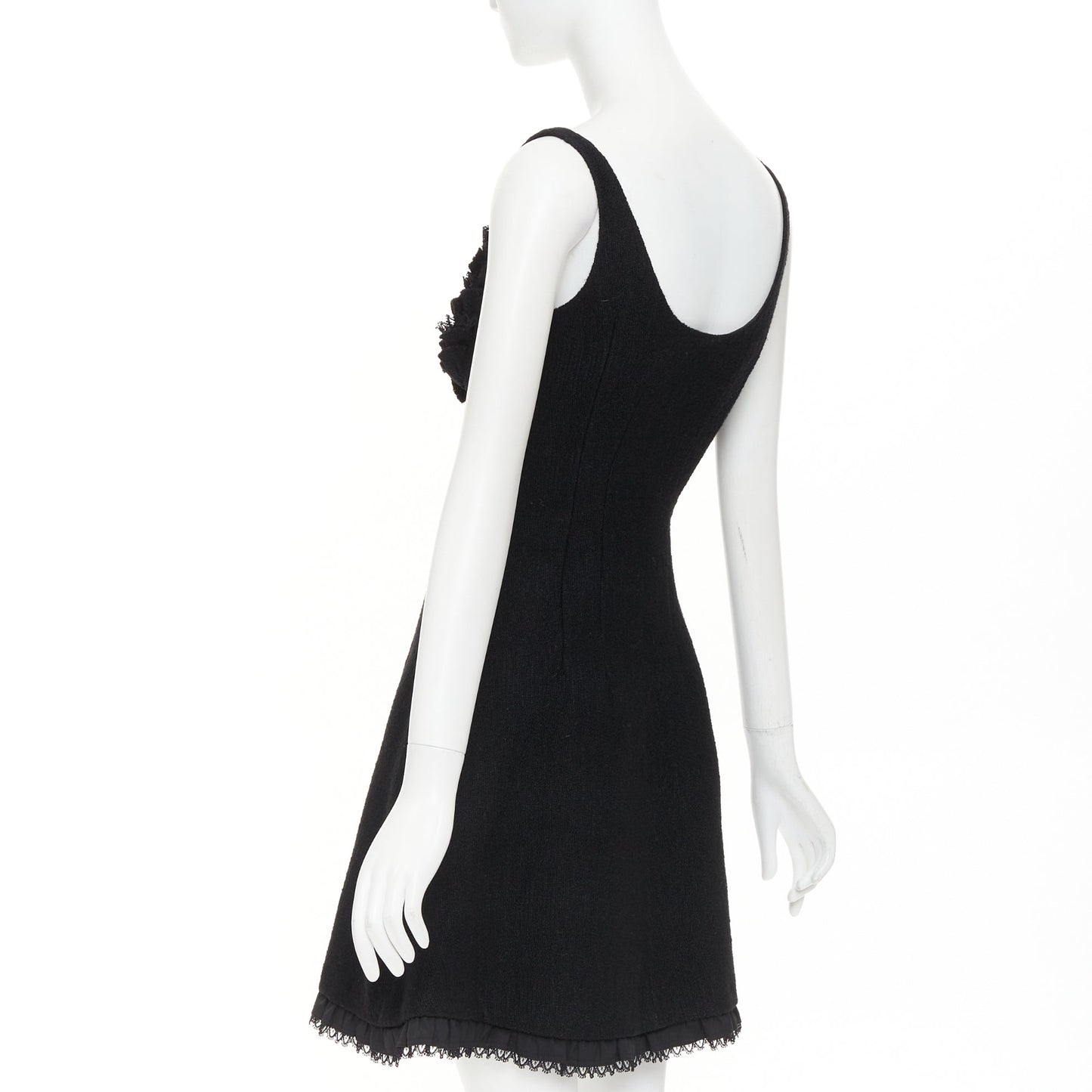 Women's Prada lace trim tiered bustier wool blend mini dress