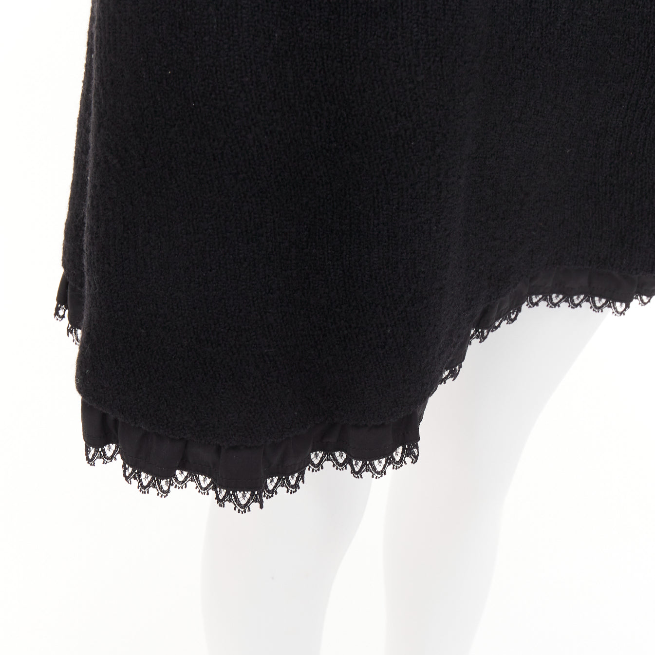 Women's Prada lace trim tiered bustier wool blend mini dress