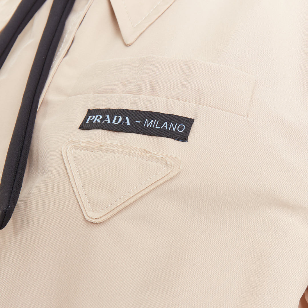 Women's Prada cotton logo tape belted trench coat