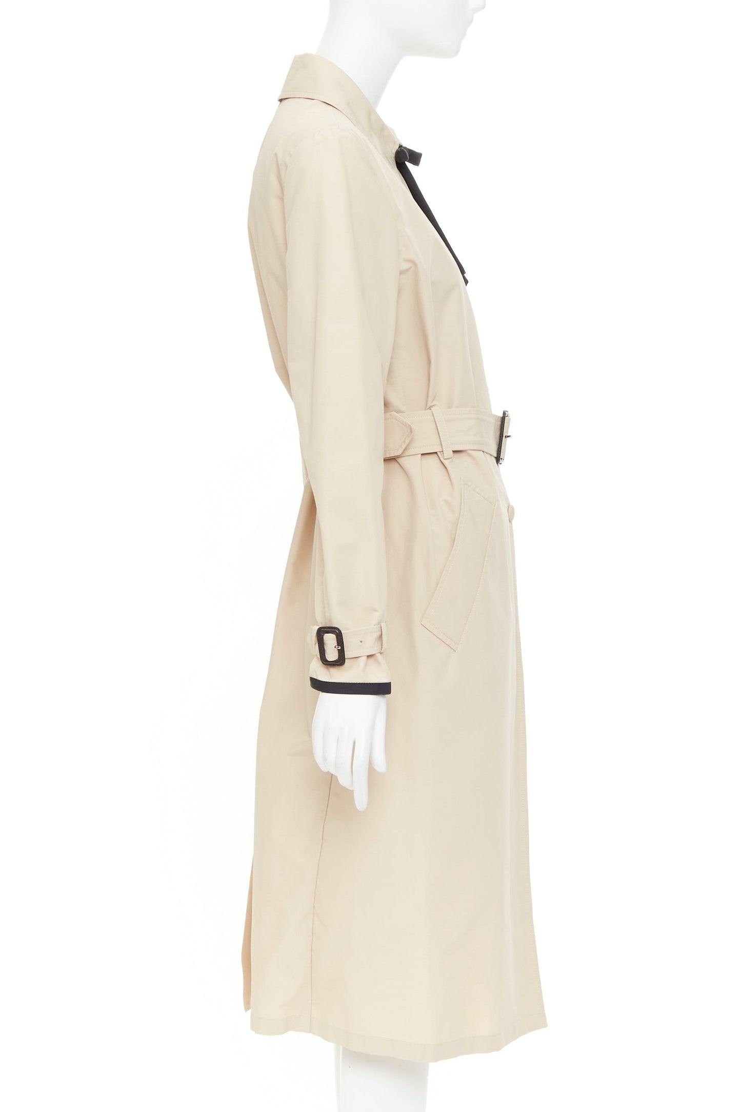 Women's Prada cotton logo tape belted trench coat