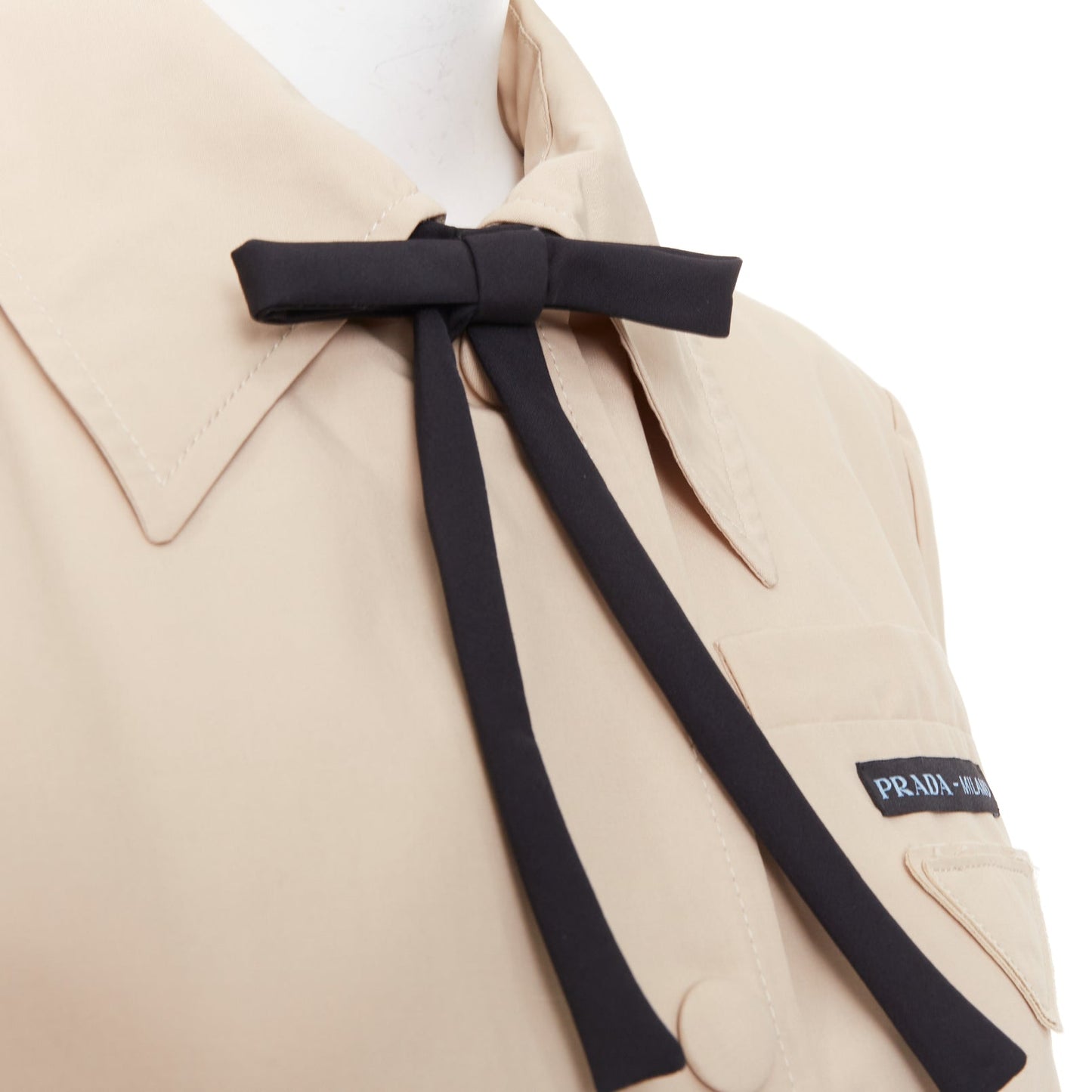Women's Prada cotton logo tape belted trench coat