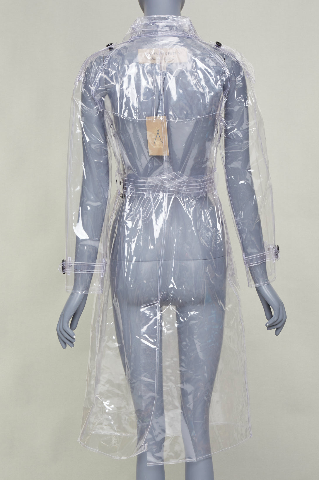 Women's Burberry transparent clear vinyl double breasted trench coat