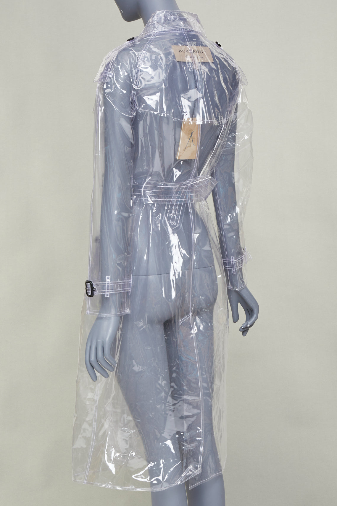 Women's Burberry transparent clear vinyl double breasted trench coat