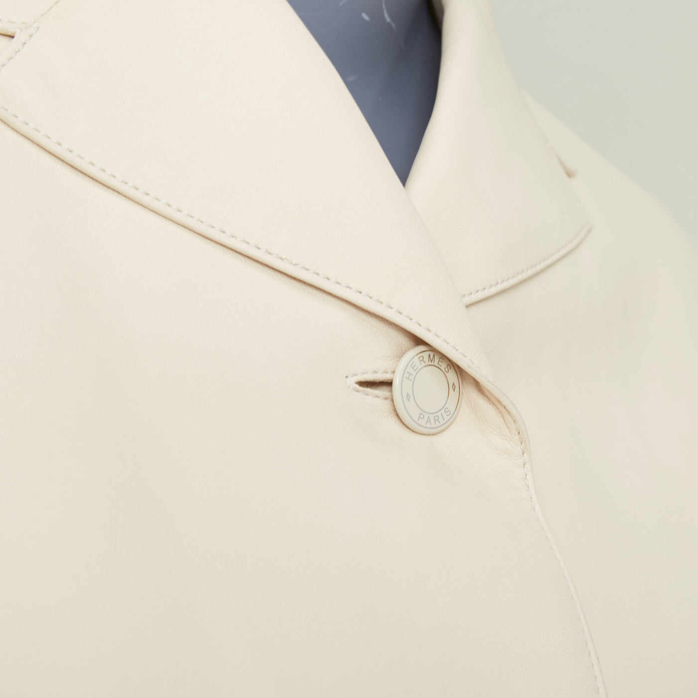 Women's Hermes Equestrian ivory washed lambskin leather jacket