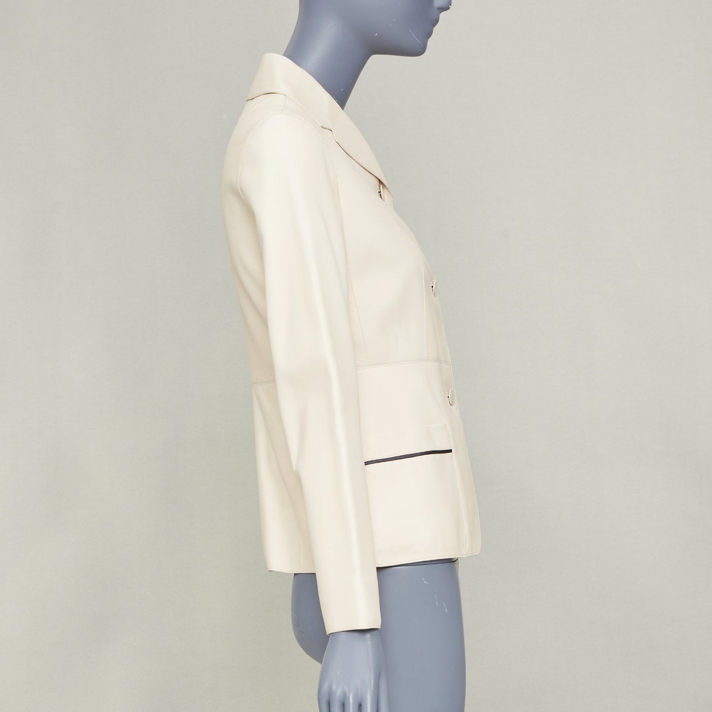 Women's Hermes Equestrian ivory washed lambskin leather jacket