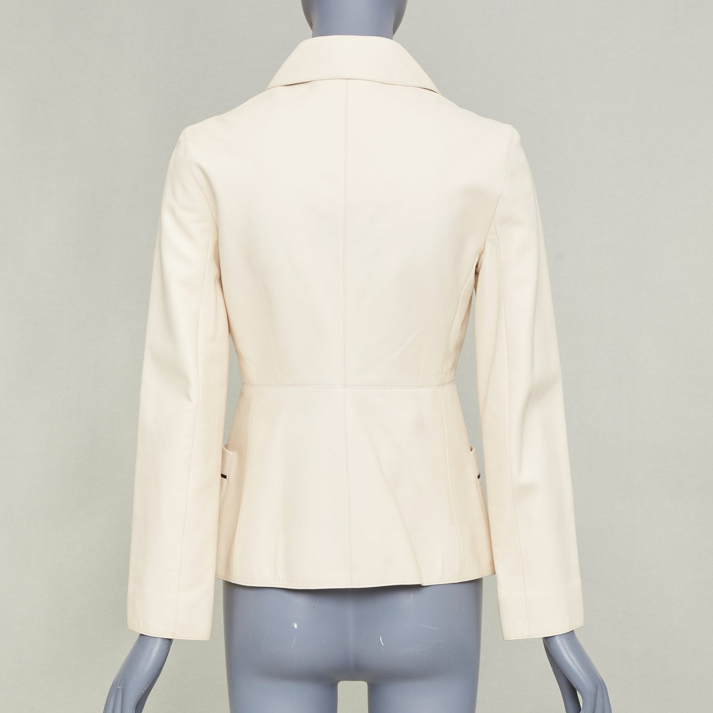 Women's Hermes Equestrian ivory washed lambskin leather jacket