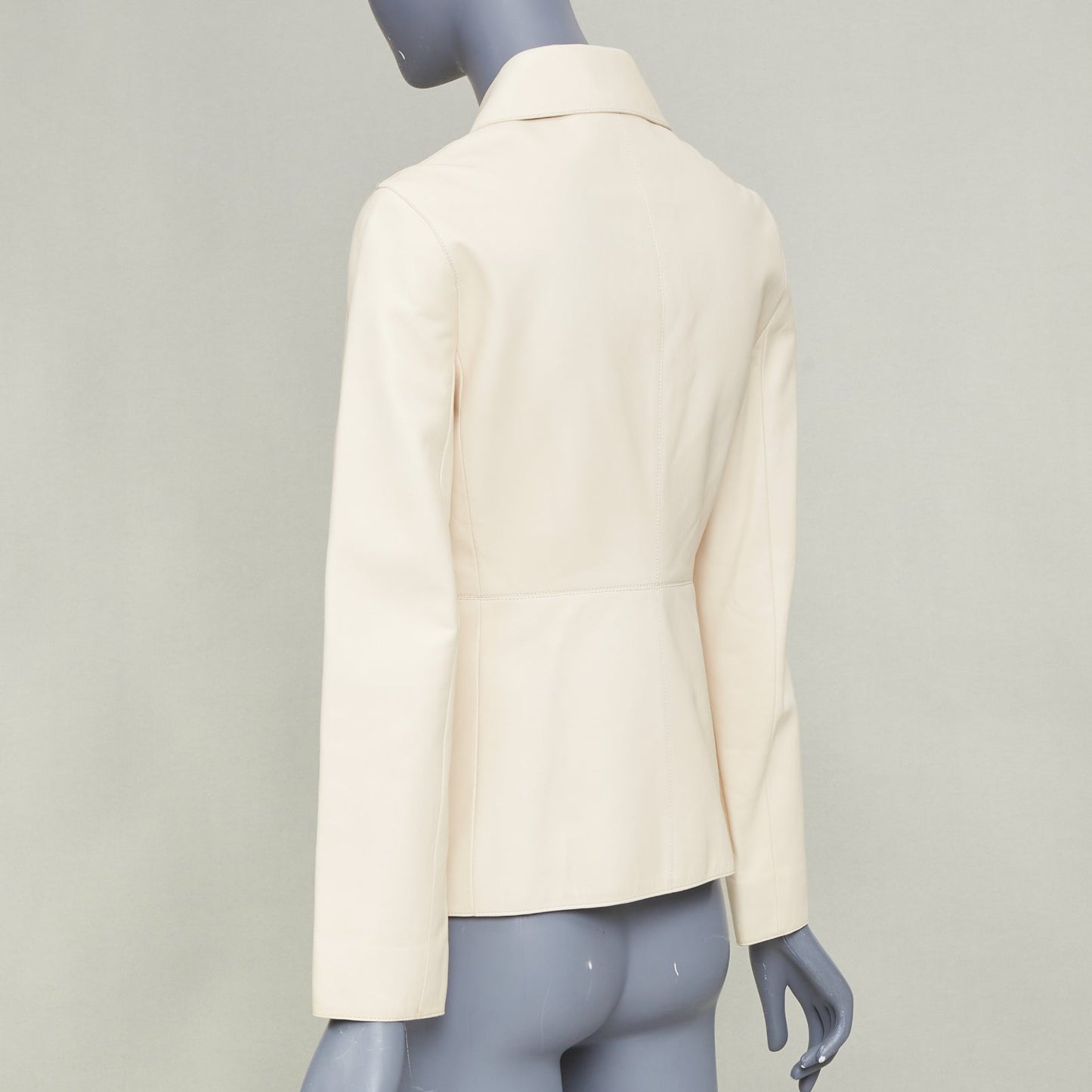 Women's Hermes Equestrian ivory washed lambskin leather jacket
