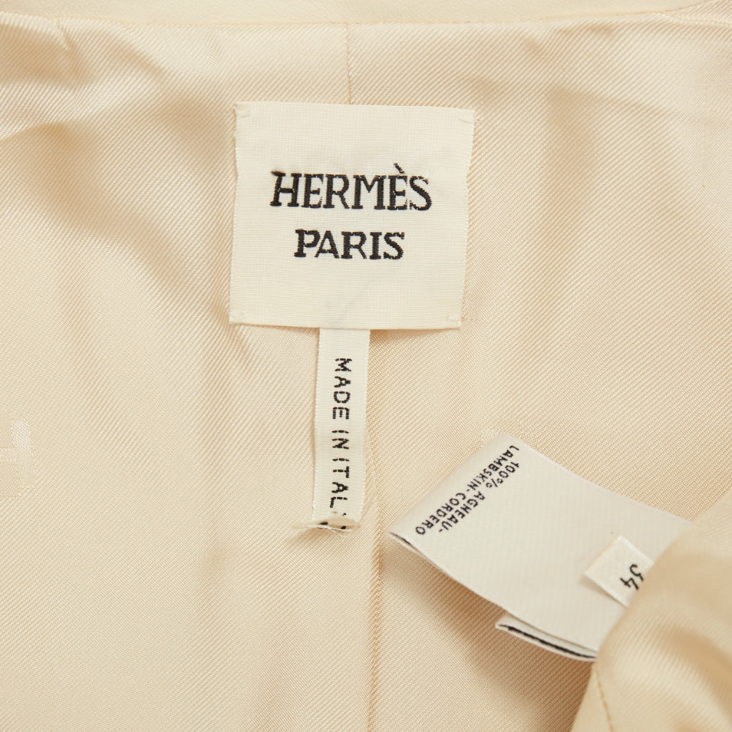 Women's Hermes Equestrian ivory washed lambskin leather jacket