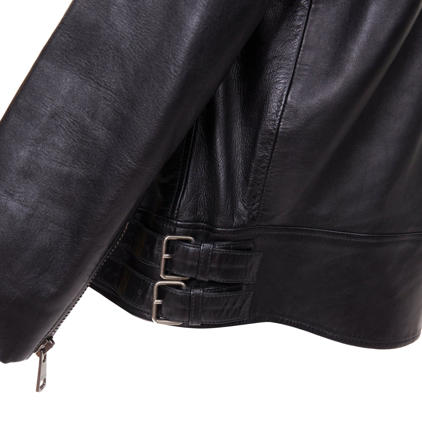 Women's Gucci black lambskin leather faux pearl ruffle collar jacket