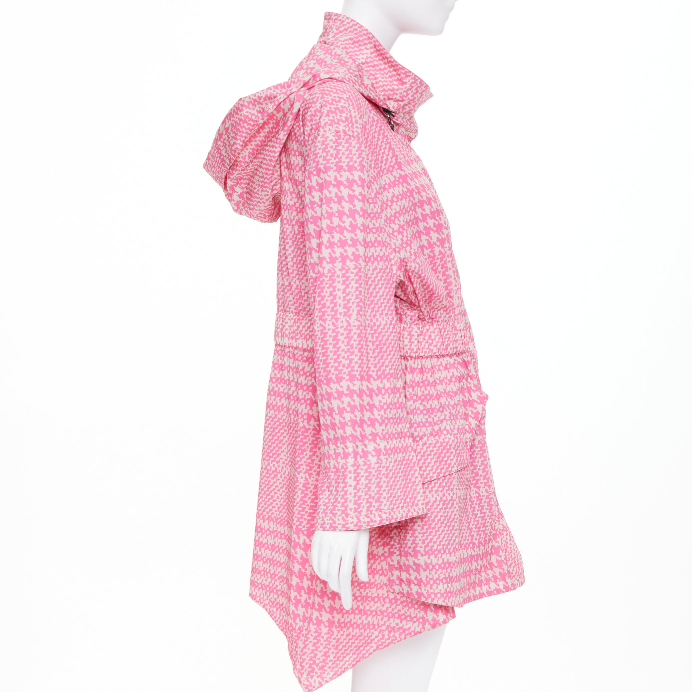 Women's Fendi drawstring pleated hooded check windbreaker jacket