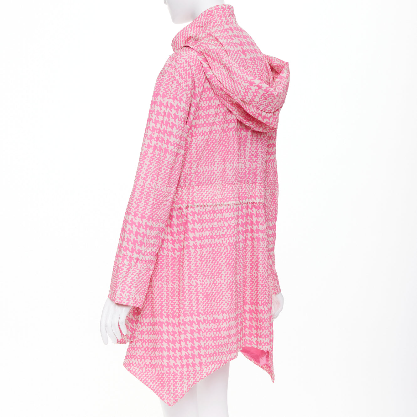 Women's Fendi drawstring pleated hooded check windbreaker jacket