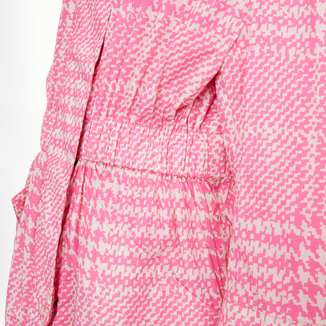 Women's Fendi drawstring pleated hooded check windbreaker jacket