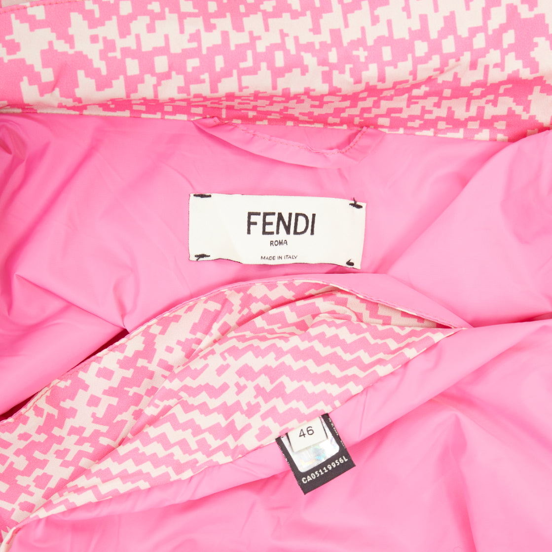 Women's Fendi drawstring pleated hooded check windbreaker jacket