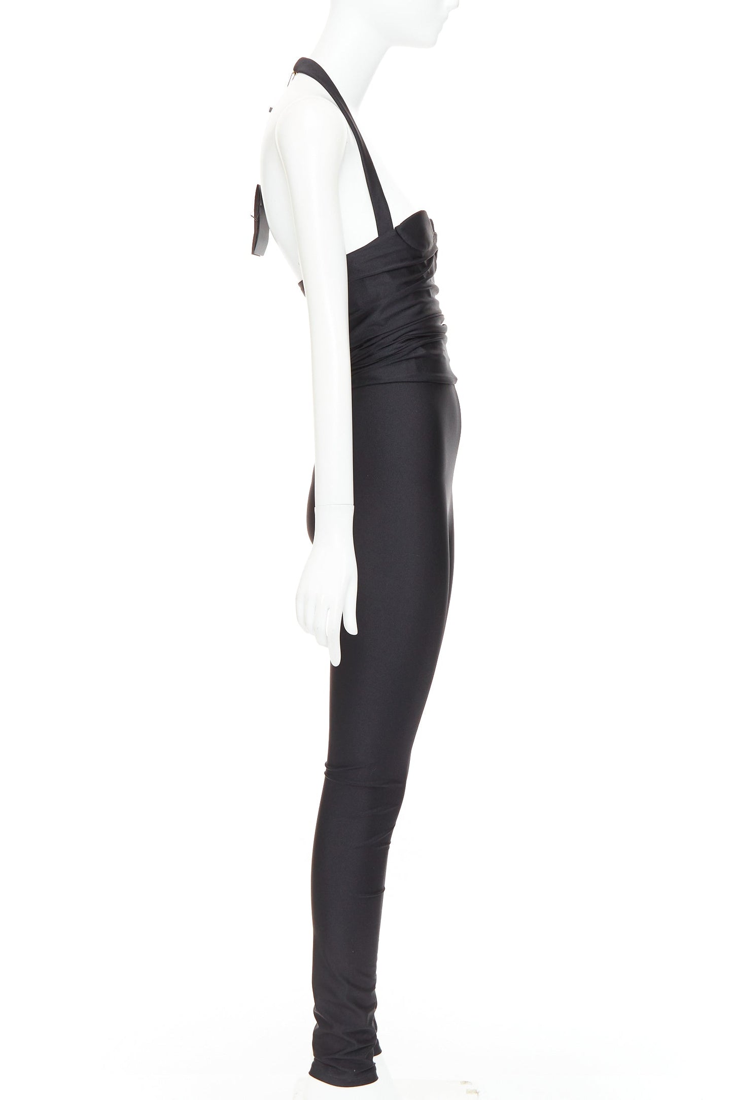 Women's Saint Laurent halter sweetheart ruched bodice catsuit