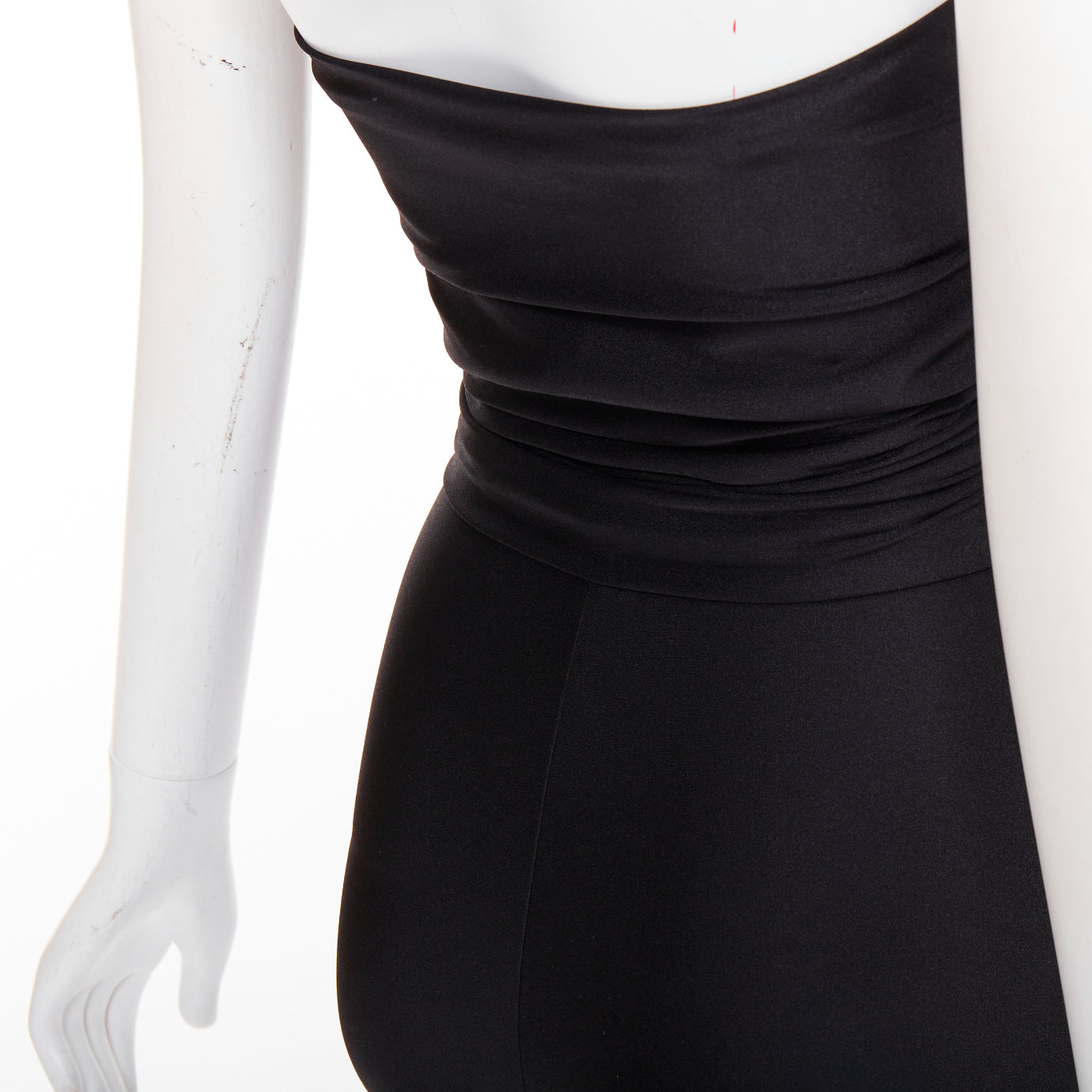 Women's Saint Laurent halter sweetheart ruched bodice catsuit