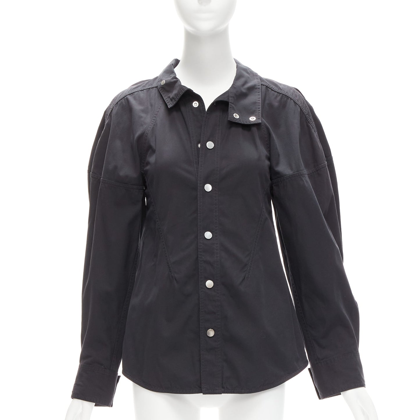 Women's Bottega Veneta cotton blend 3D cut sleeves snap shirt