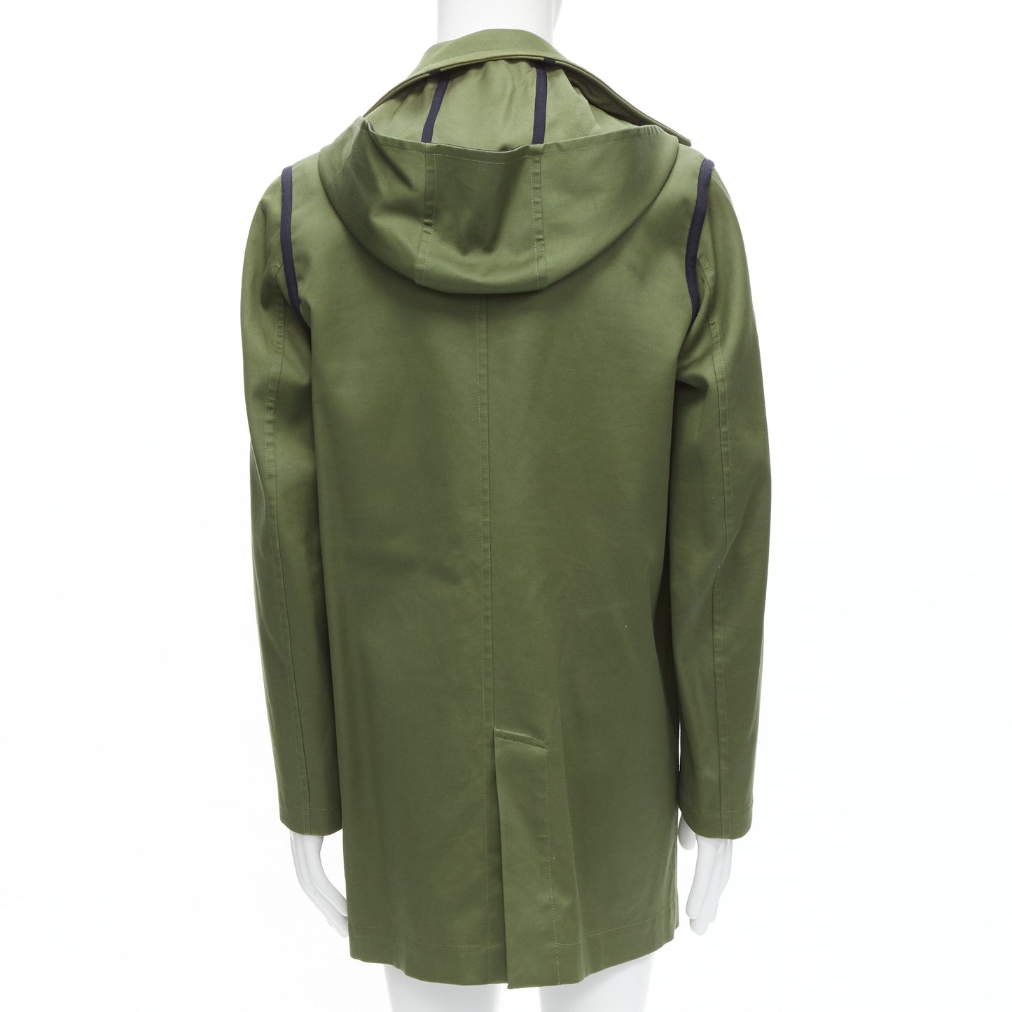 Men's Valentino Reversible green navy cotton poplin mid coat