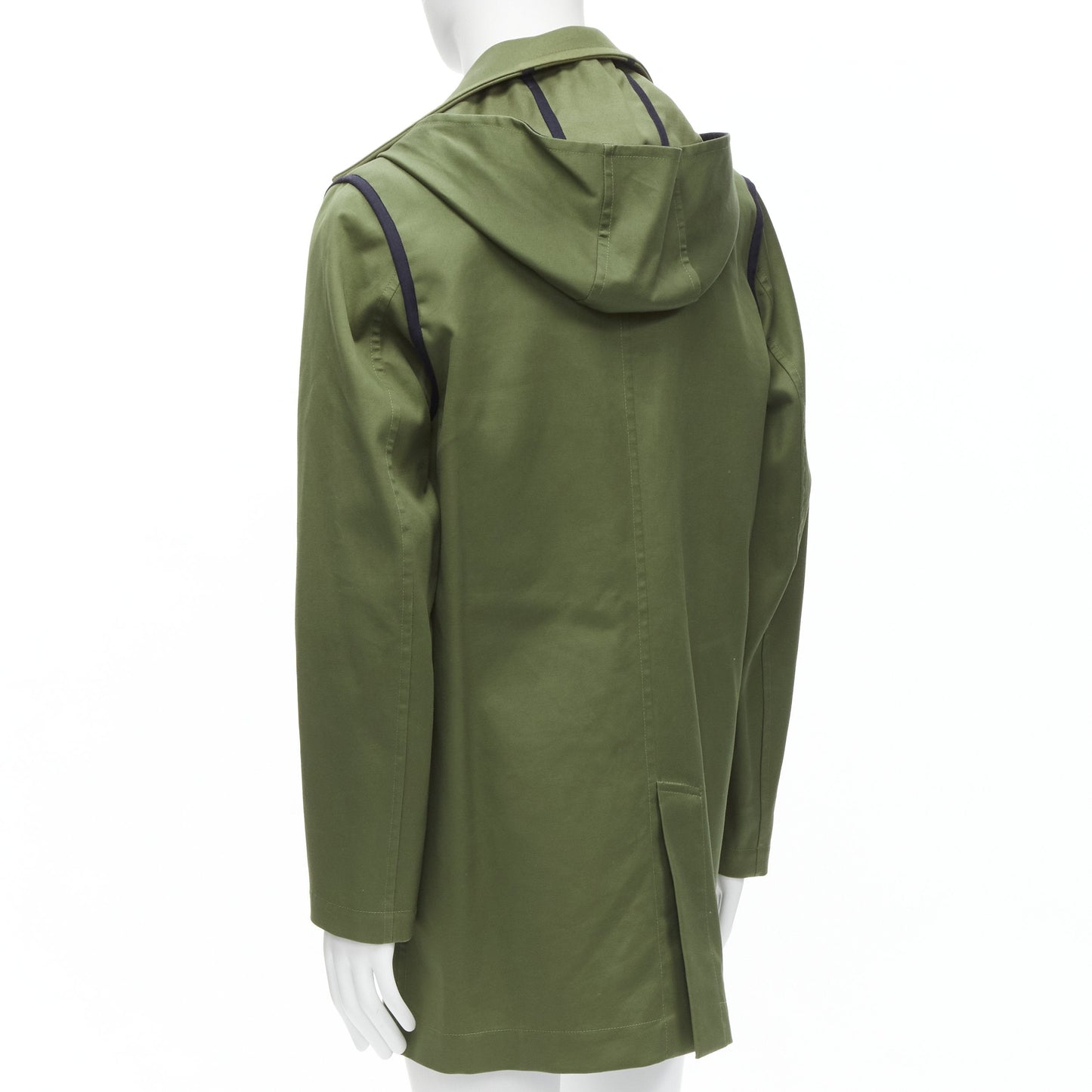Men's Valentino Reversible green navy cotton poplin mid coat