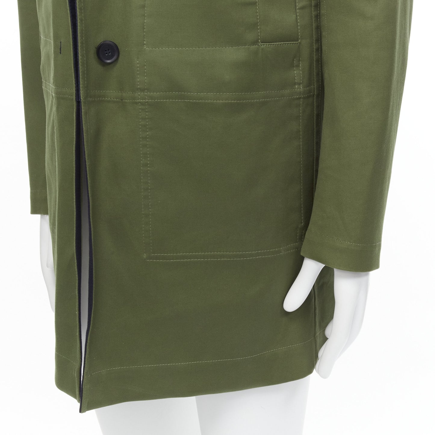 Men's Valentino Reversible green navy cotton poplin mid coat