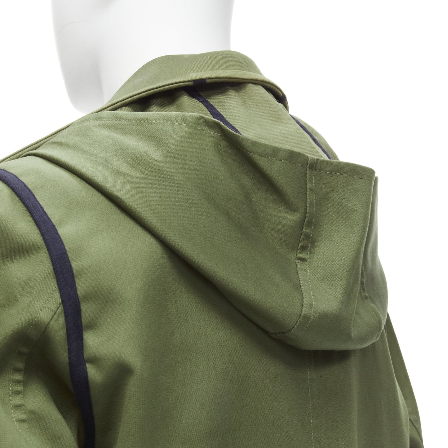 Men's Valentino Reversible green navy cotton poplin mid coat