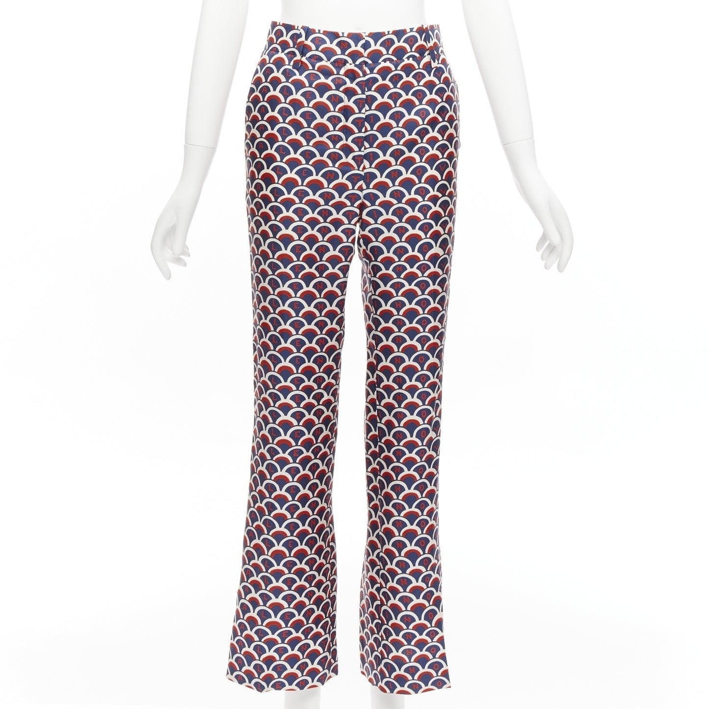 Women's Valentino silk scallop print logo print flared pants