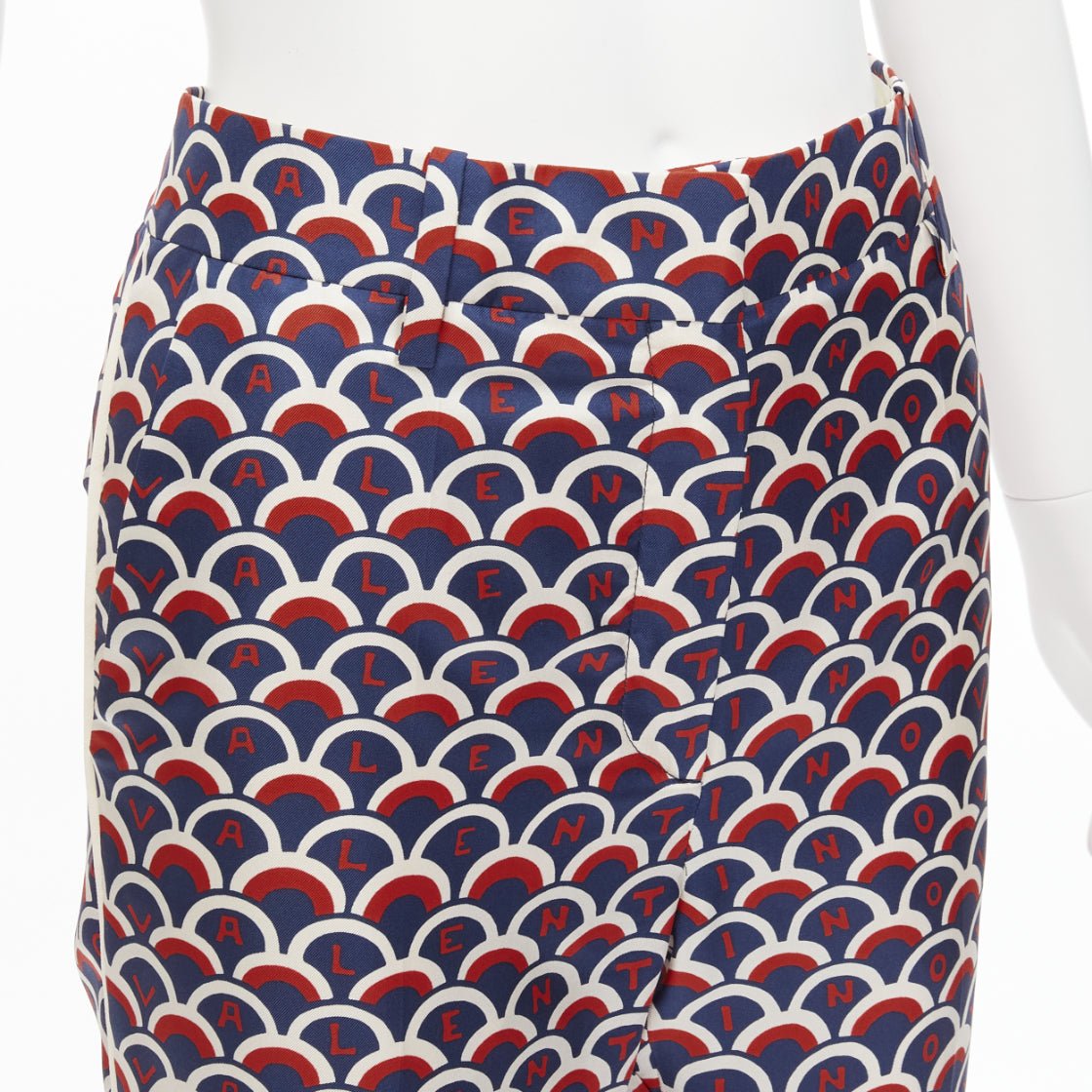 Women's Valentino silk scallop print logo print flared pants
