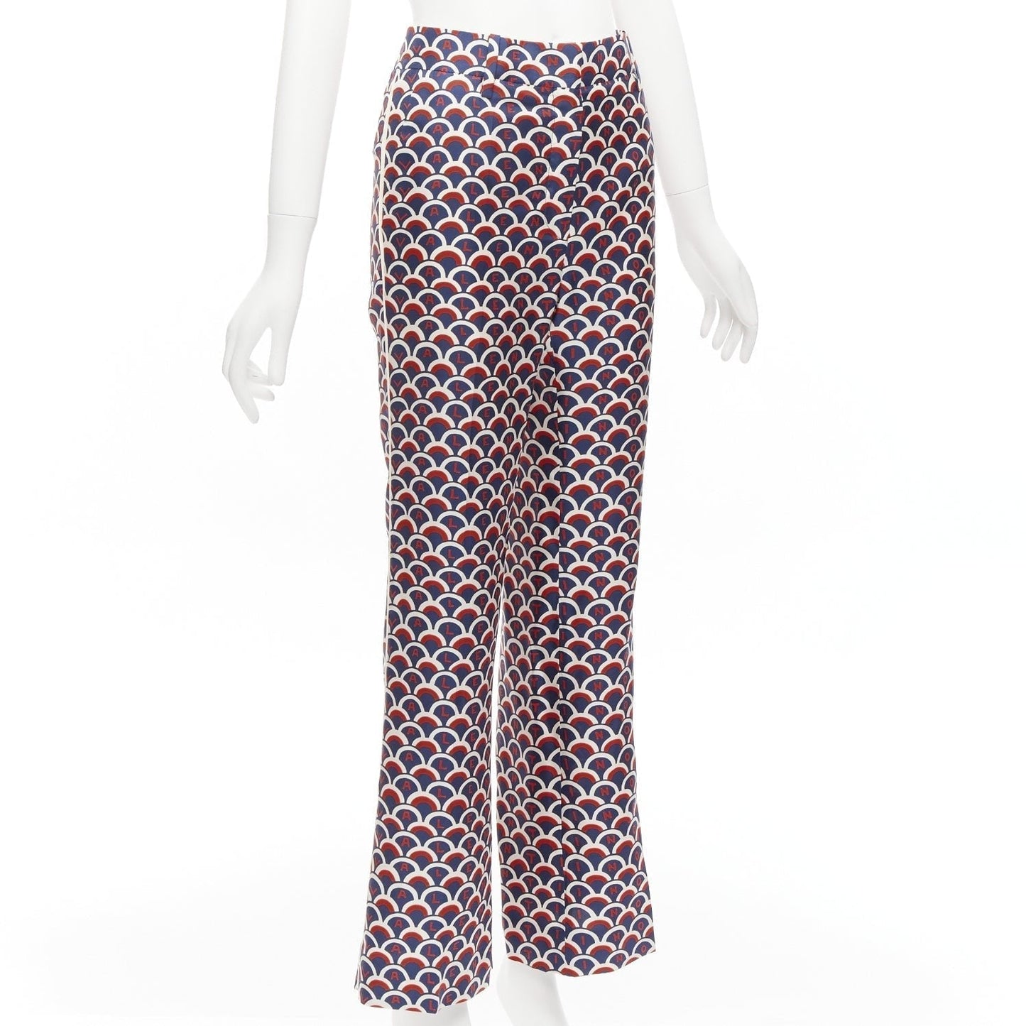 Women's Valentino silk scallop print logo print flared pants