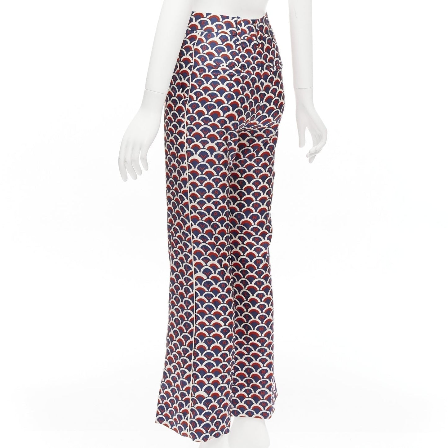 Women's Valentino silk scallop print logo print flared pants