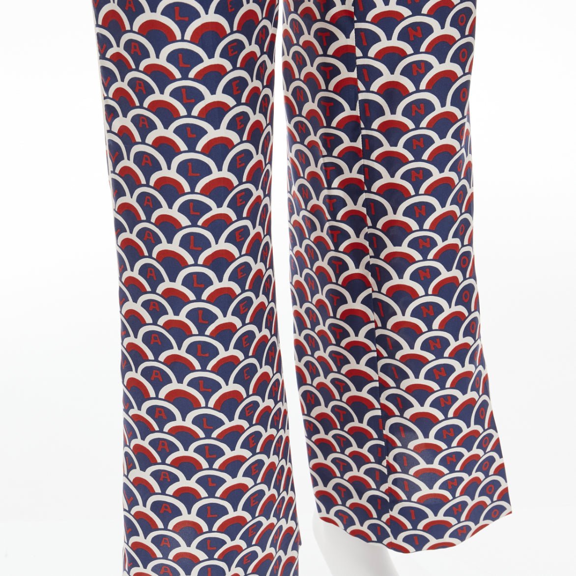 Women's Valentino silk scallop print logo print flared pants