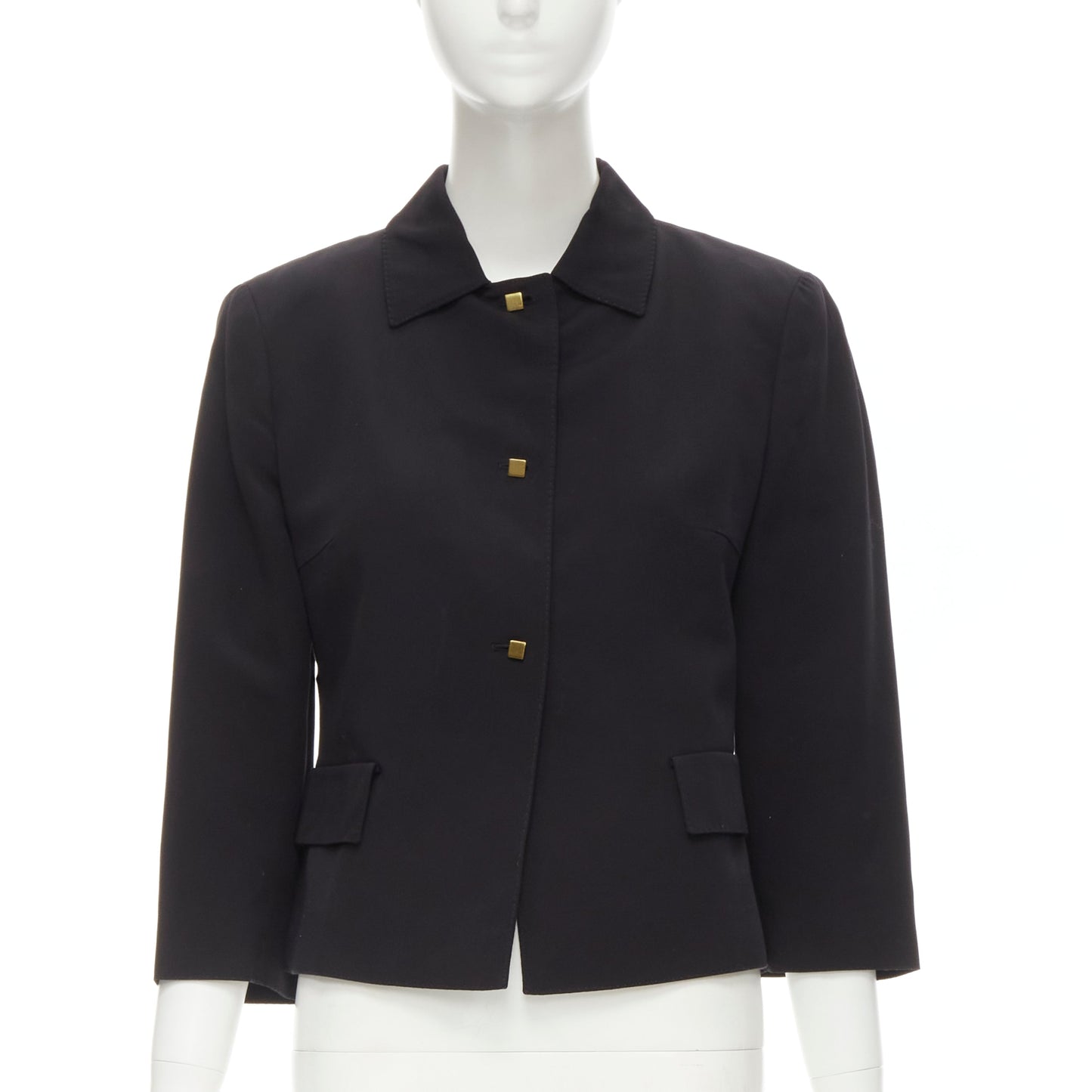 Women's Valentino copper tone square buttons black cropped blazer