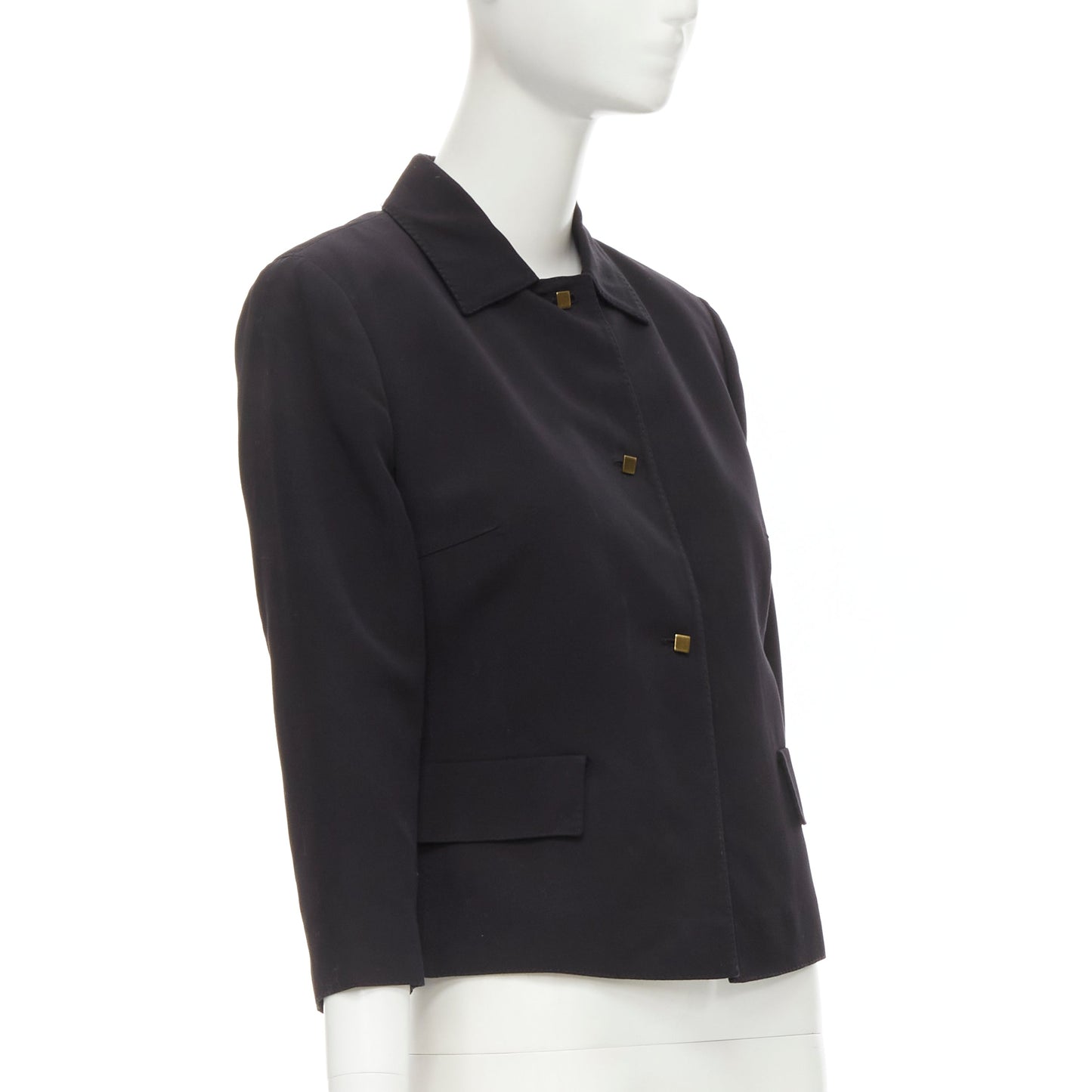 Women's Valentino copper tone square buttons black cropped blazer