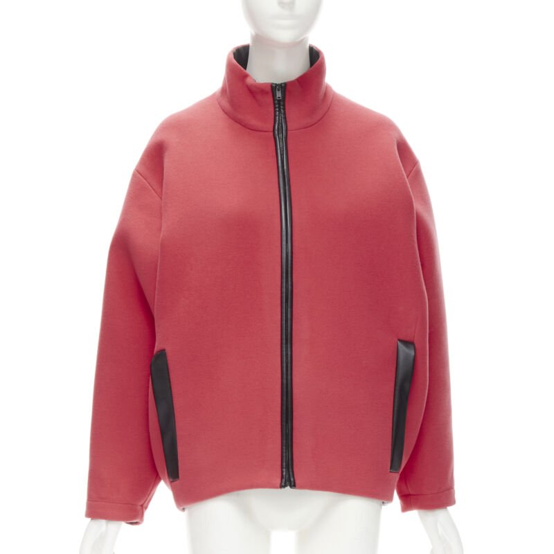 Women's Balenciaga red wool cocoon bomber jacket