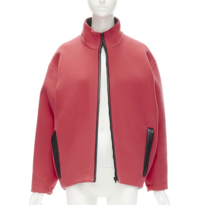 Women's Balenciaga red wool cocoon bomber jacket