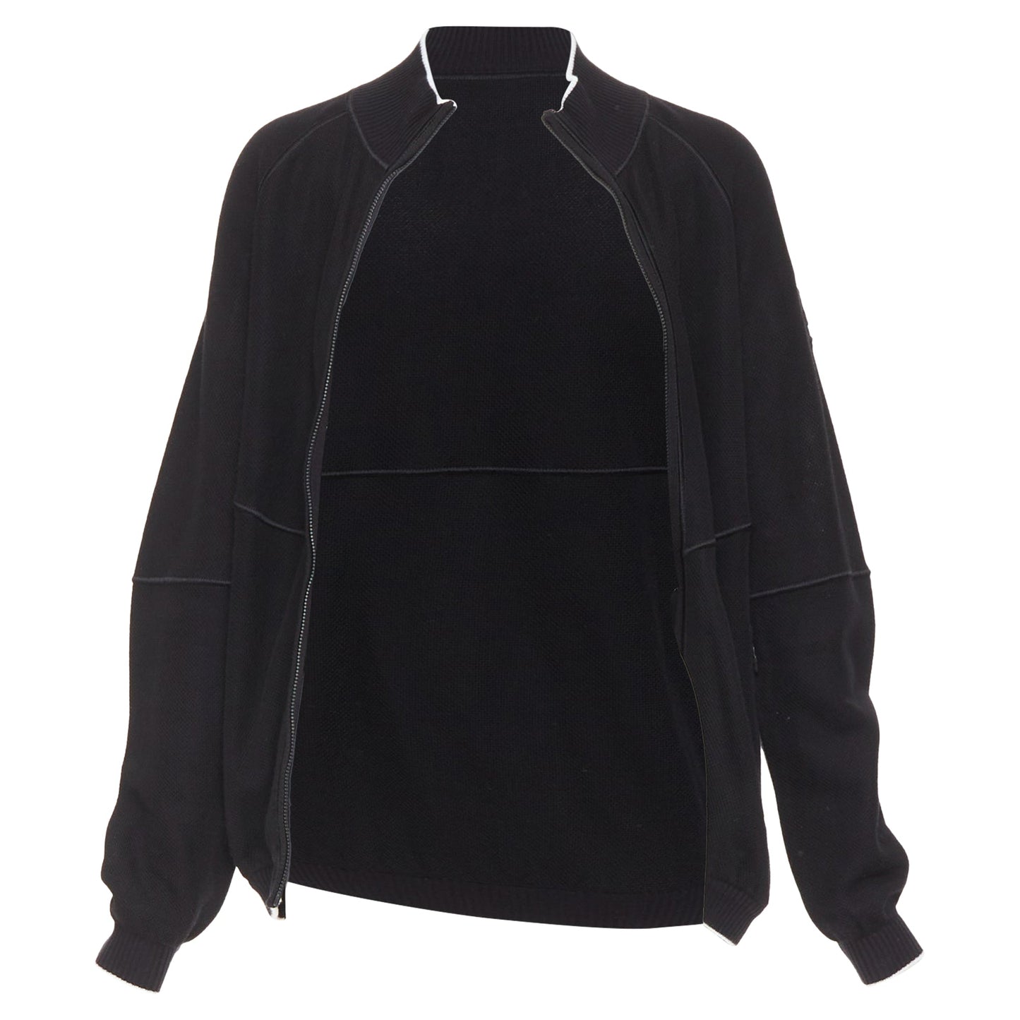 Women's Chanel Sports black technical knit embroidered logo zip up jacket