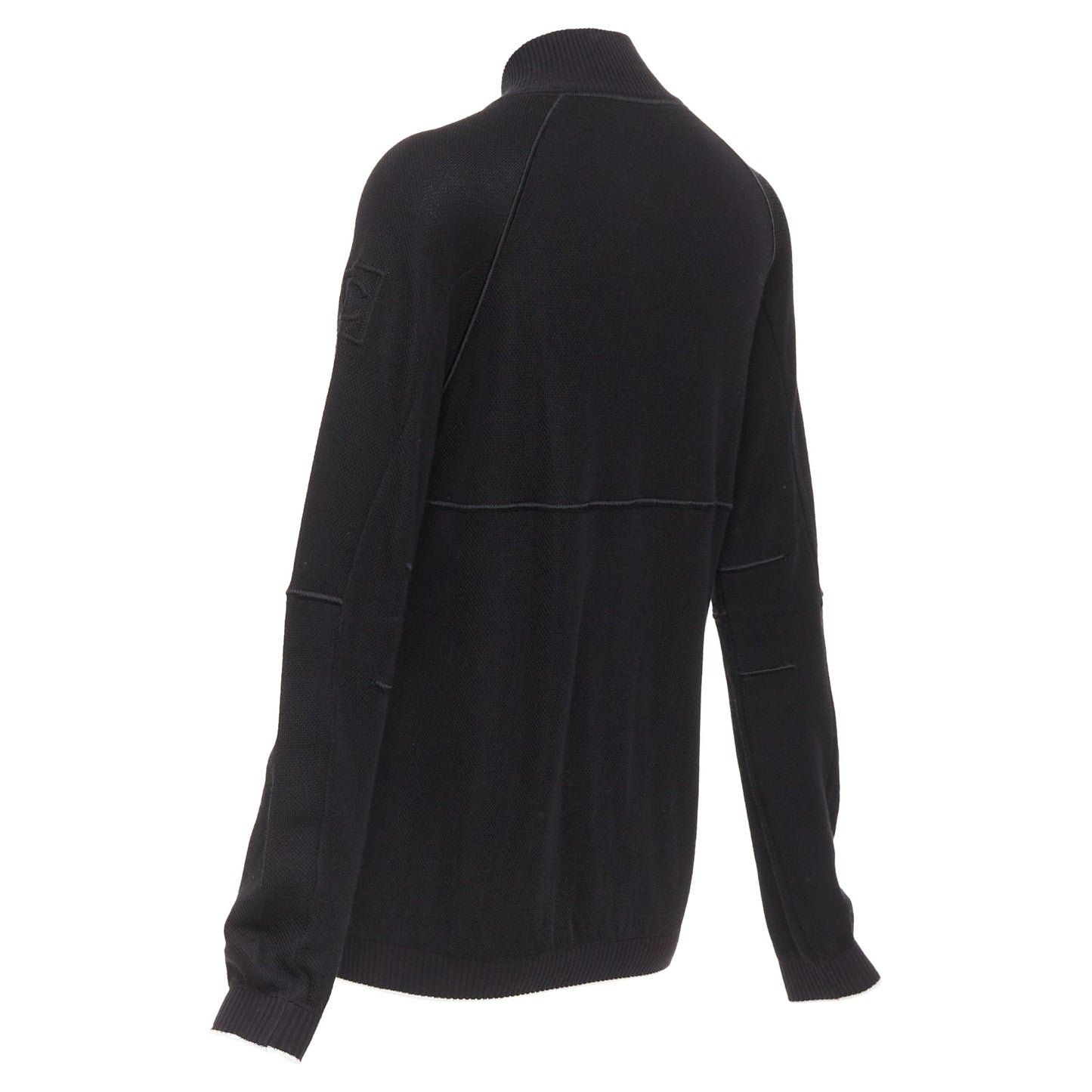 Women's Chanel Sports black technical knit embroidered logo zip up jacket