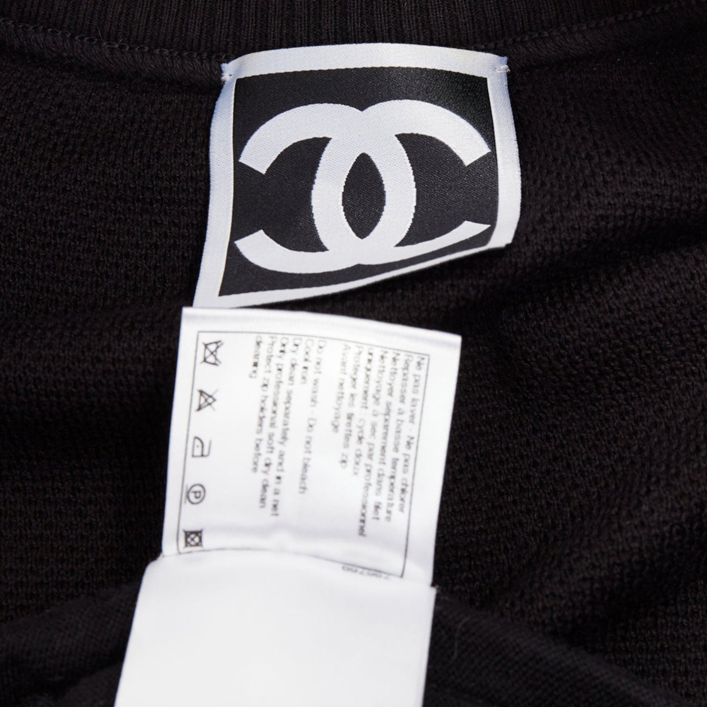 Women's Chanel Sports black technical knit embroidered logo zip up jacket
