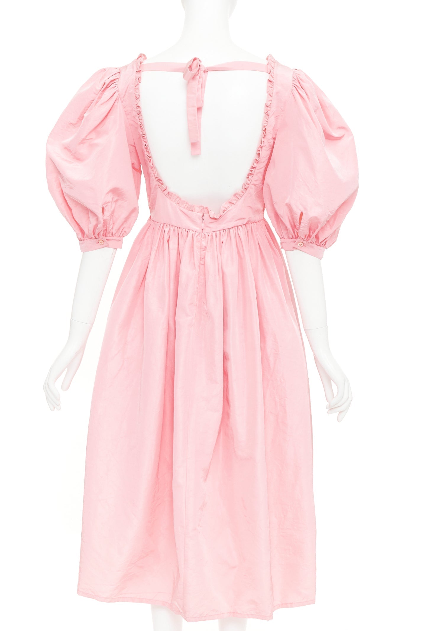 Women's Miu Miu pink silk white flower embroidered smocked dress
