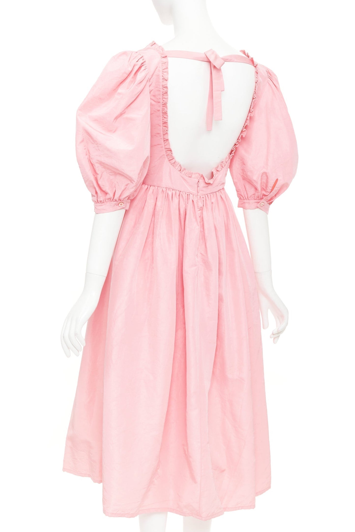 Women's Miu Miu pink silk white flower embroidered smocked dress