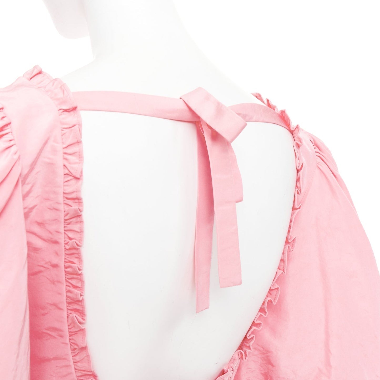 Women's Miu Miu pink silk white flower embroidered smocked dress