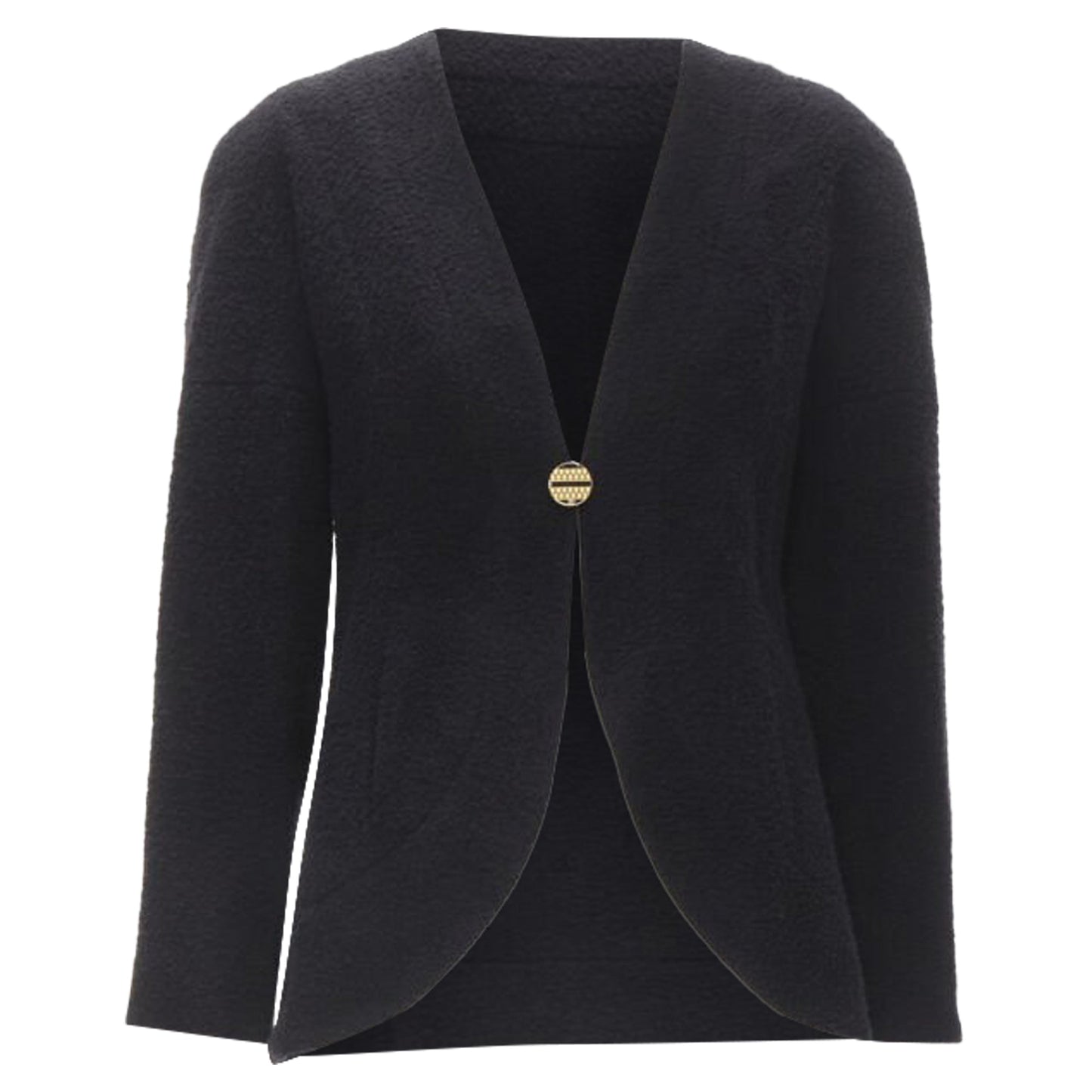 Women's Chanel wool boucle gold round shoulder cocoon jacket