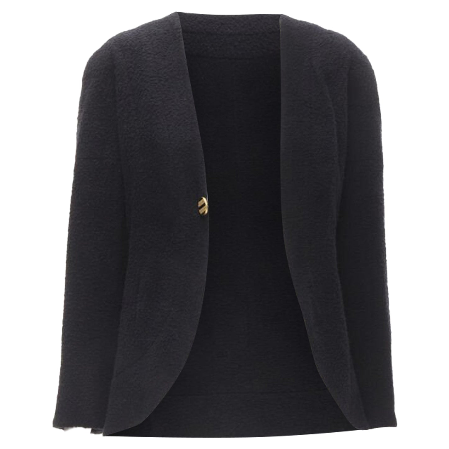Women's Chanel wool boucle gold round shoulder cocoon jacket