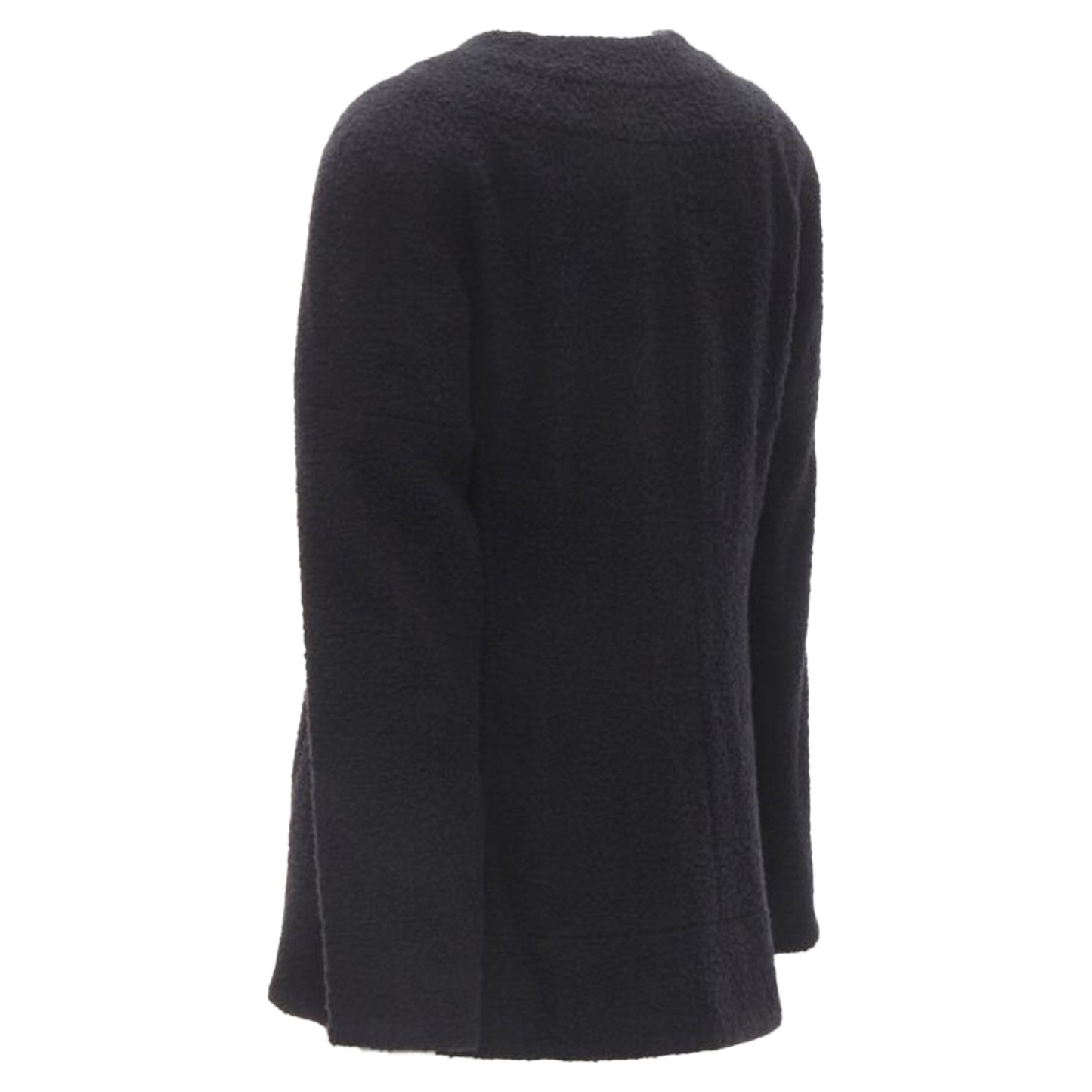 Women's Chanel wool boucle gold round shoulder cocoon jacket