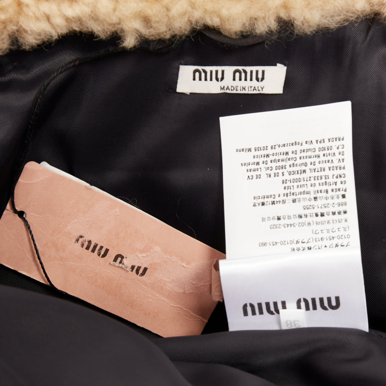 Women's Miu Miu Plaid Casentino Shearling wool sheepskin fur boxy jacket