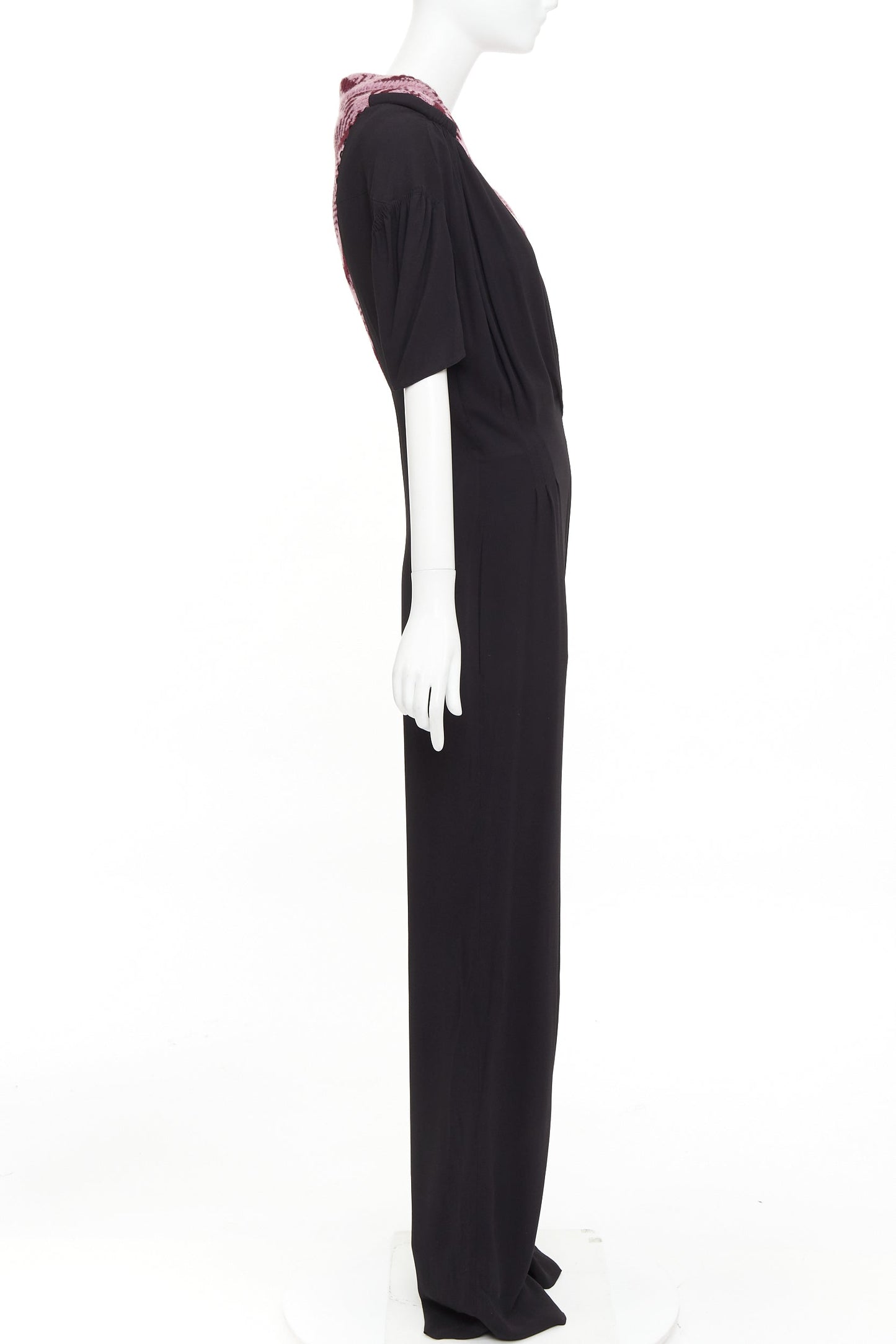 Women's Prada pink sable pink jacquard wool knit pleated jumpsuit