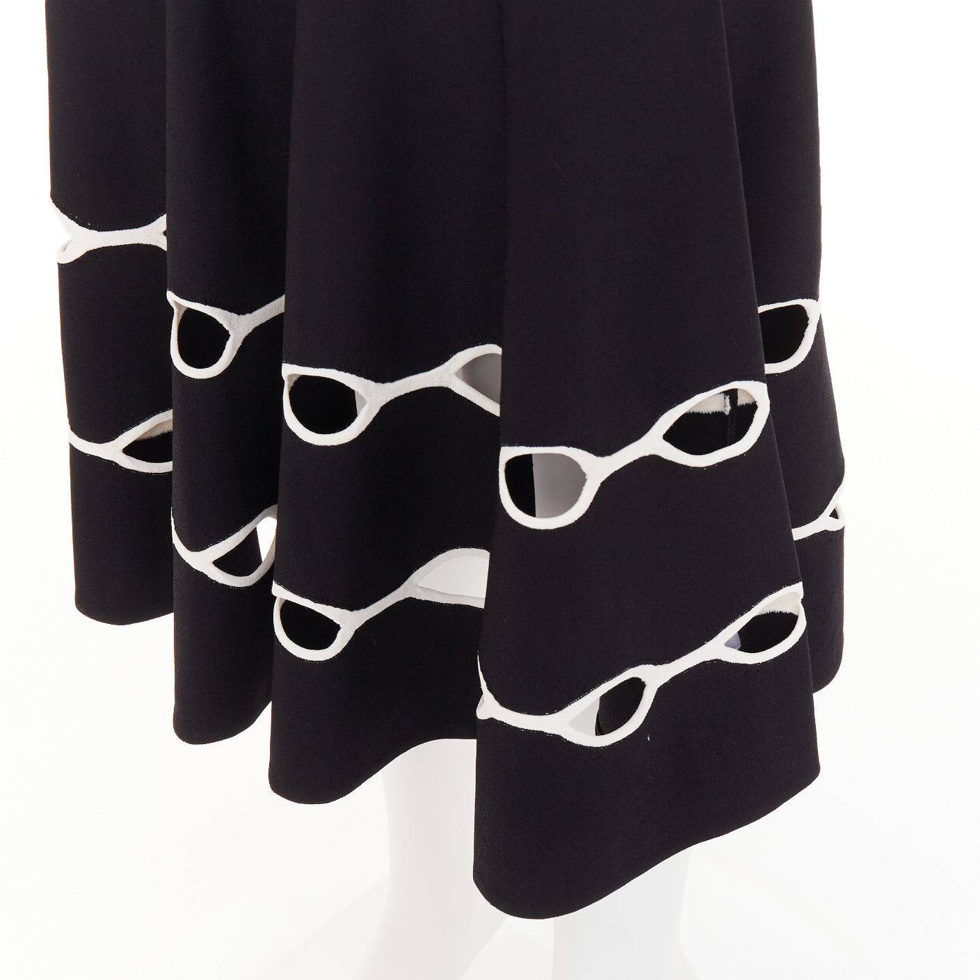 Women's Alexander McQueen black viscose knit white openwork dress