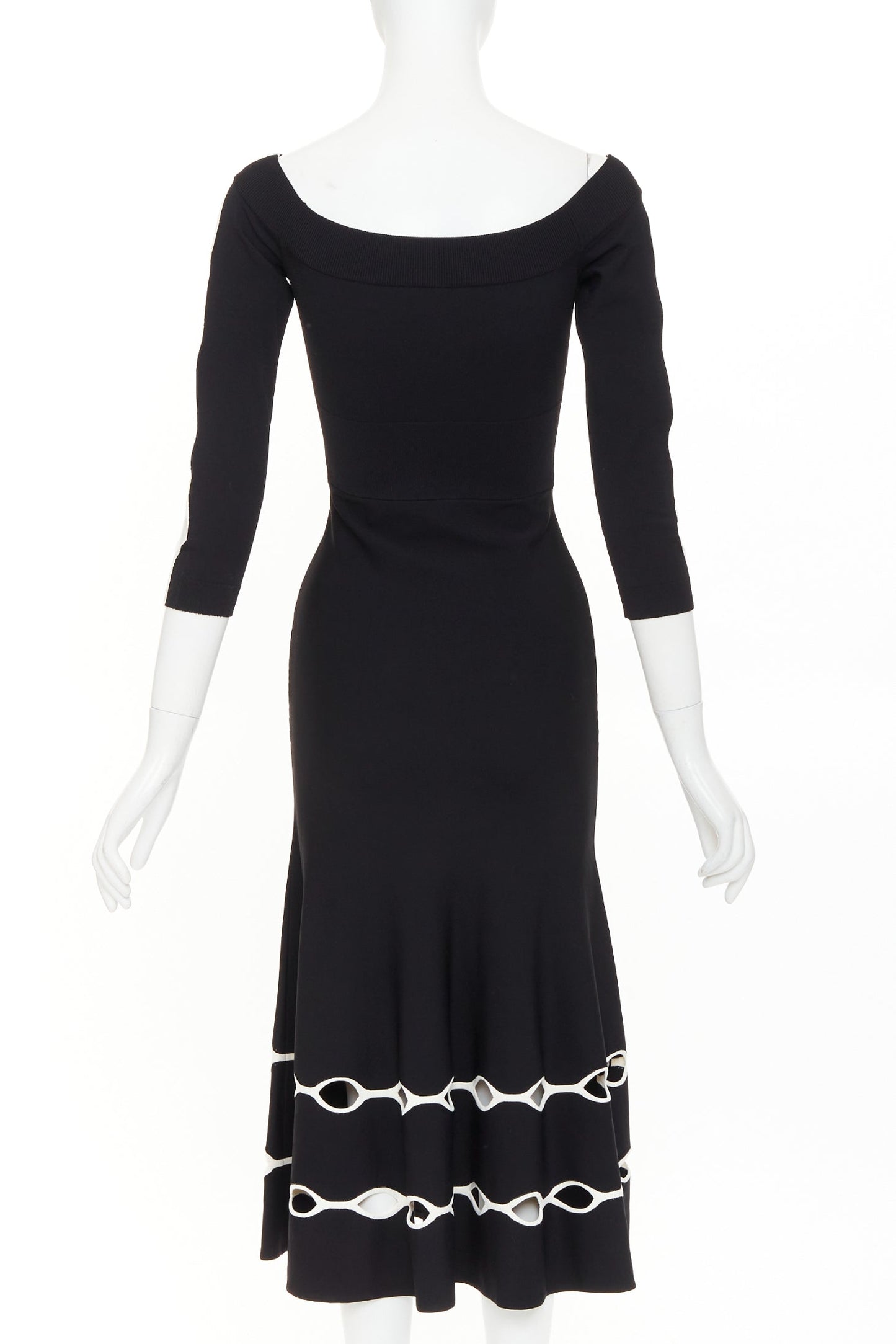 Women's Alexander McQueen black viscose knit white openwork dress